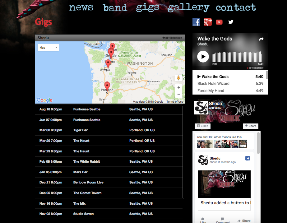 Shedu band website screenshot